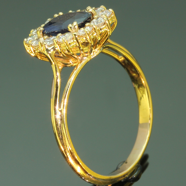 Estate yellow gold diamond and sapphire engagement ring (image 13 of 17)